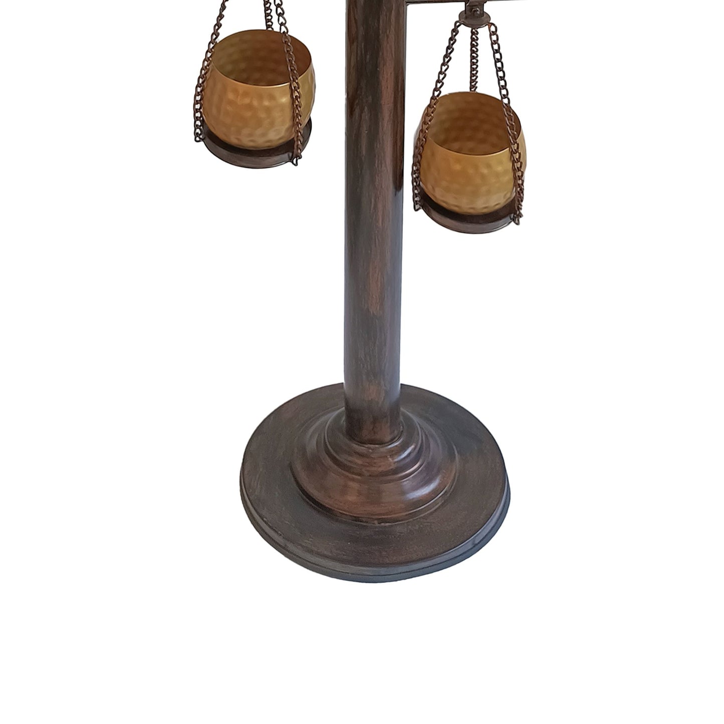 52 Inch Tall Plant Stand with 4 Hanging Pots, Antique Bronze, Gold, Black