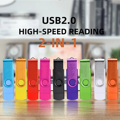 High Speed USB Flash Drive OTG Pen Drive 64gb 32gb USB Stick 16gb Rotatable Pen drive For Android Micro/PC Business gift
