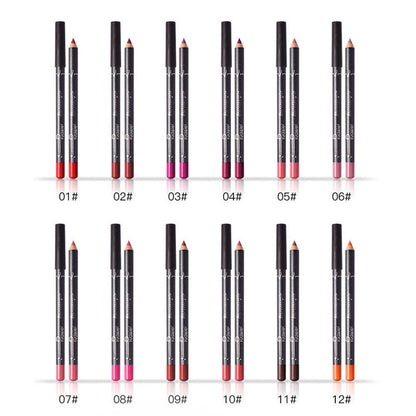 12Pcs Professional Waterproof Lipliner Pencil Smooth Natural Lip Liner Pen Lip Long Lasting Moisturizer Cosmetic Makeup