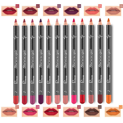 12Pcs Professional Waterproof Lipliner Pencil Smooth Natural Lip Liner Pen Lip Long Lasting Moisturizer Cosmetic Makeup