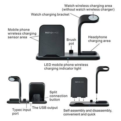 Besegad 4 in 1 Assemable Fast Wireless Charging Stand Dock Station for iPhone XS Max Apple  Pencil  Series 1 2 3 4 Airpods