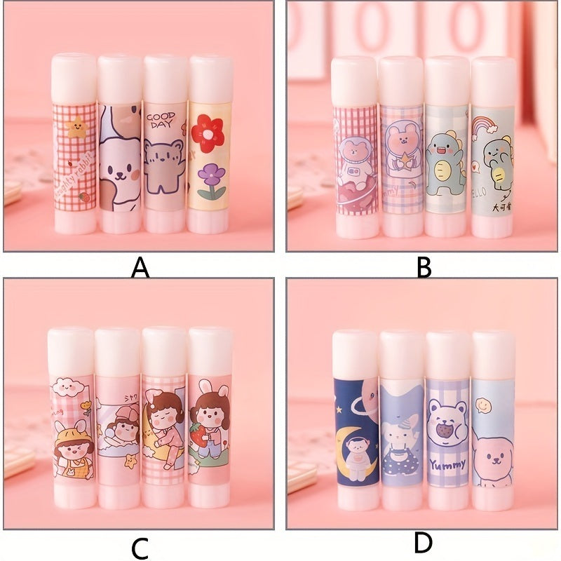 4pcs Large Capacity Cartoon Solid Glue: Perfect for School Supplies DIY Projects!