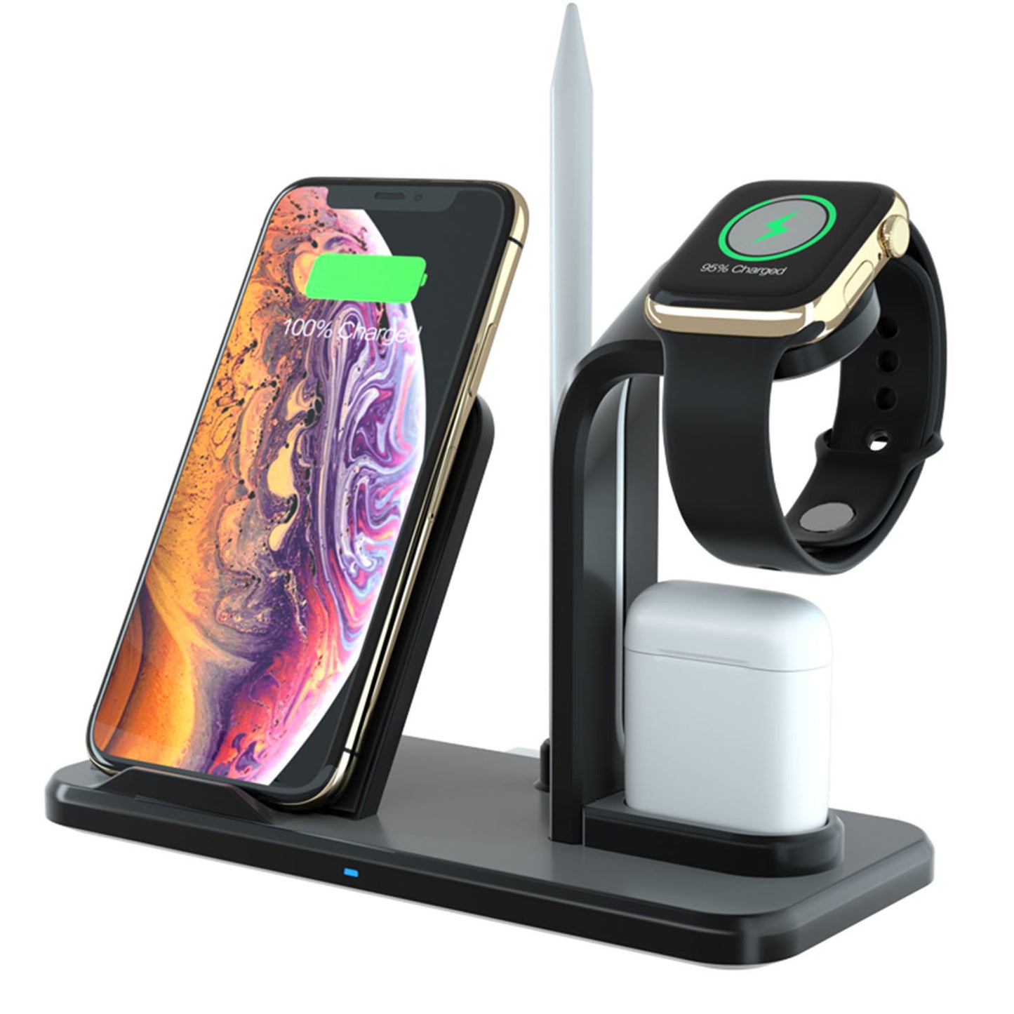 Besegad 4 in 1 Assemable Fast Wireless Charging Stand Dock Station for iPhone XS Max Apple  Pencil  Series 1 2 3 4 Airpods