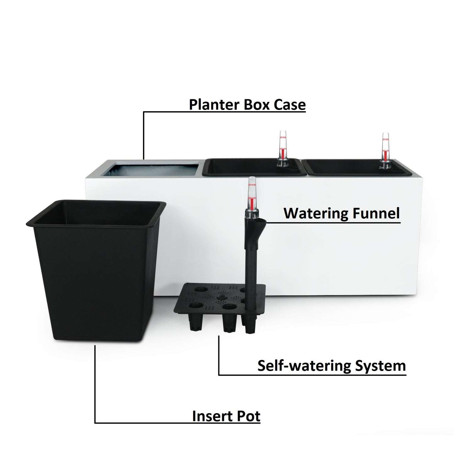3-Liner Self-watering Rectangle Planter Box - White