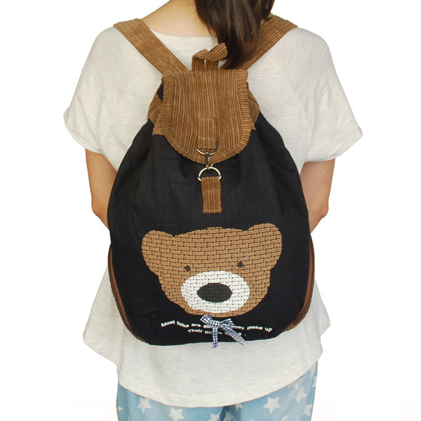 [Cheerful Bear] Fabric Art School Backpack Outdoor Daypack