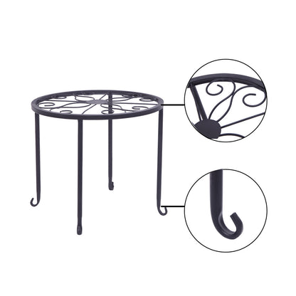 Metal Plant Stand 4 in 1 Potted Irons Planter Supports Floor Flower Pot Round Rack Display