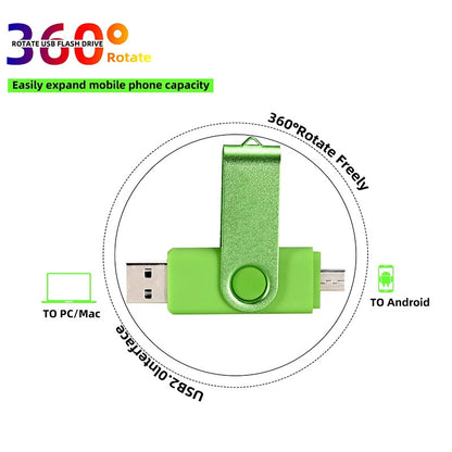 High Speed USB Flash Drive OTG Pen Drive 64gb 32gb USB Stick 16gb Rotatable Pen drive For Android Micro/PC Business gift