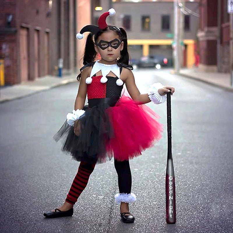 Girl Clown Costume Halloween Princess Dress Tutu Tulle Dress for Kids\t\t