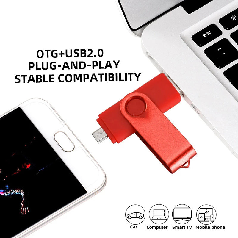High Speed USB Flash Drive OTG Pen Drive 64gb 32gb USB Stick 16gb Rotatable Pen drive For Android Micro/PC Business gift