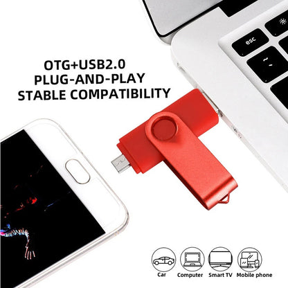 High Speed USB Flash Drive OTG Pen Drive 64gb 32gb USB Stick 16gb Rotatable Pen drive For Android Micro/PC Business gift