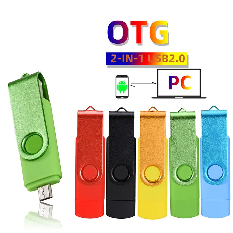 High Speed USB Flash Drive OTG Pen Drive 64gb 32gb USB Stick 16gb Rotatable Pen drive For Android Micro/PC Business gift