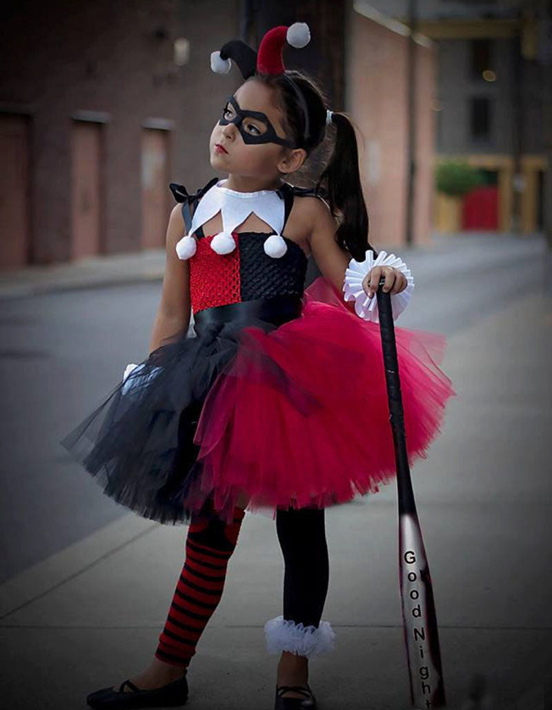 Girl Clown Costume Halloween Princess Dress Tutu Tulle Dress for Kids\t\t