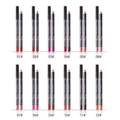 12Pcs Professional Waterproof Lipliner Pencil Smooth Natural Lip Liner Pen Lip Long Lasting Moisturizer Cosmetic Makeup