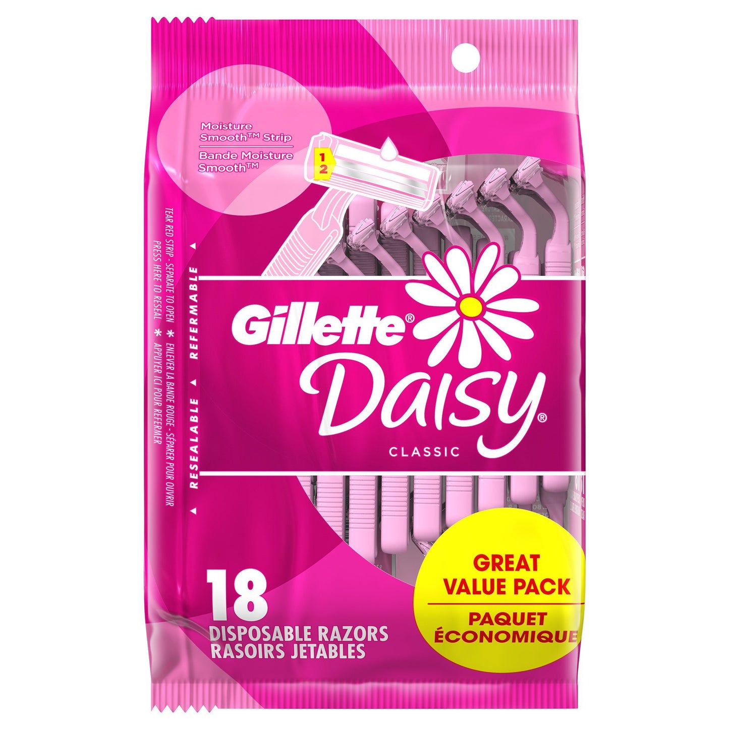 Gillette Daisy Disposable Razors for Women;  2-Bladed;  18 Count