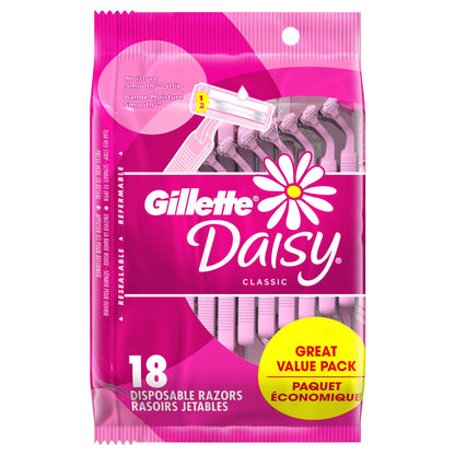 Gillette Daisy Disposable Razors for Women;  2-Bladed;  18 Count