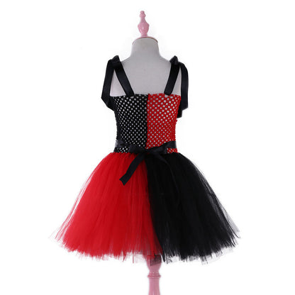 Girl Clown Costume Halloween Princess Dress Tutu Tulle Dress for Kids\t\t
