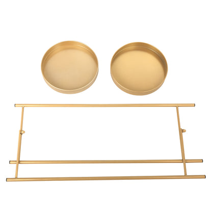 Modern Folding Metal 2-Tier Plant Stand Potted Plant Holder Shelf with 2 Round Trays Indoor Outdoor, Versatile, Golden